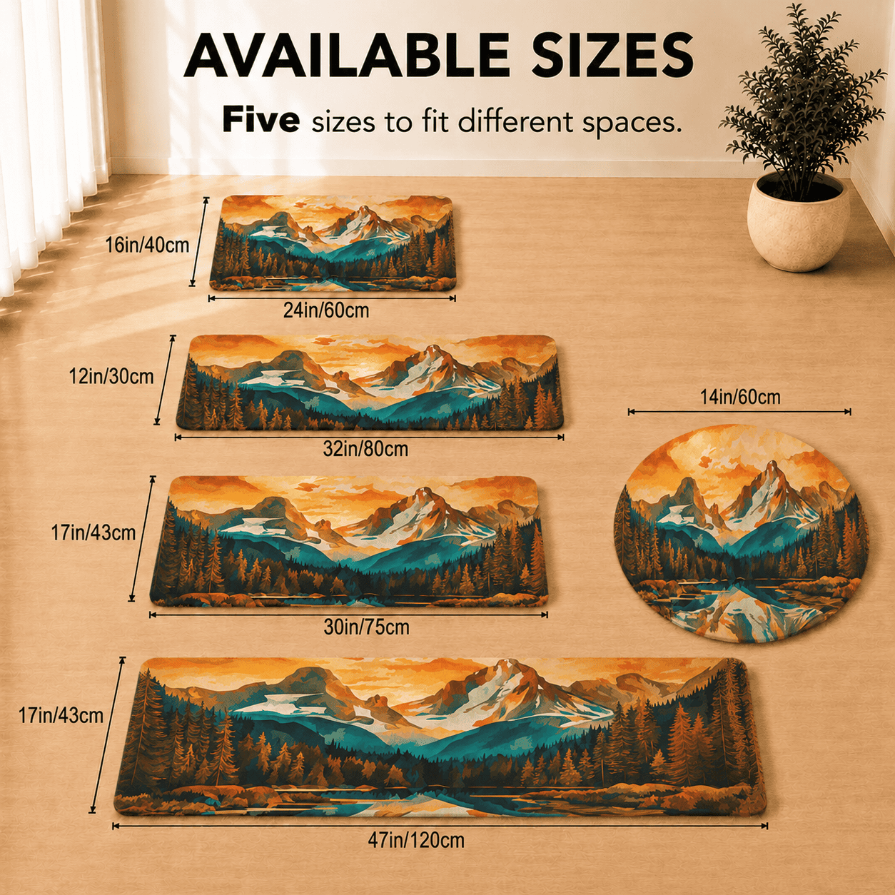 Mountain Sunset Door Mat Quick Dry Super Absorbent Non Slip Scenic Landscape