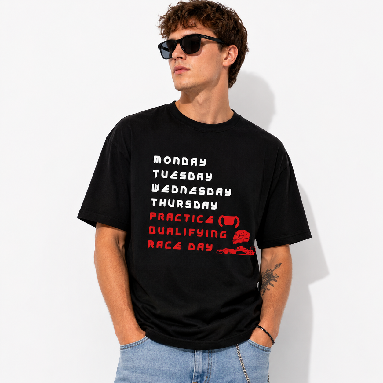 Funny Racing Week Schedule T-Shirt Practice Qualifying Race Day F1 Fan Tee