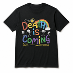 Death Is Coming Funny Dark Humor Rainbow Skeleton Halloween Men's T-Shirt