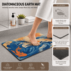 Japanese Koi Door Mat Quick Dry Super Absorbent Non Slip Fish Pattern