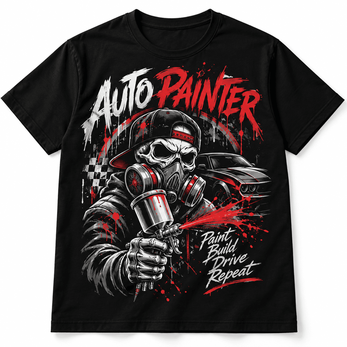 Auto Painter Skull Muscle Car Garage Men's Graphic T-Shirt