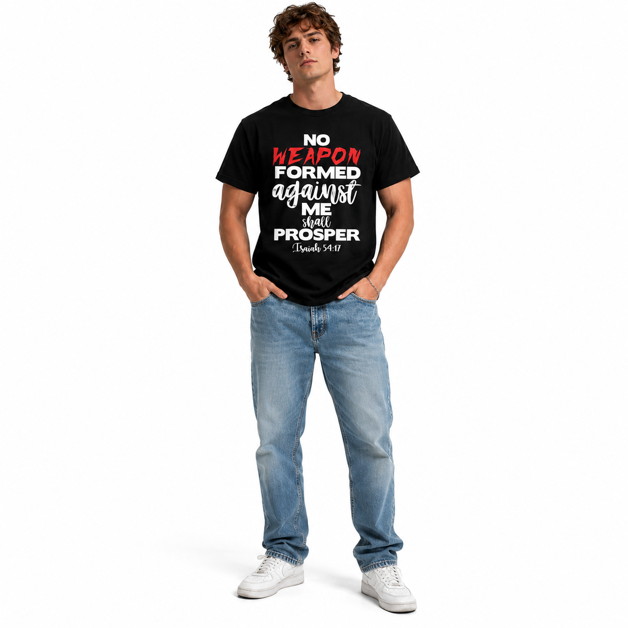 No Weapon Formed Against Me Shall Prosper Christian Faith Men's T-Shirt