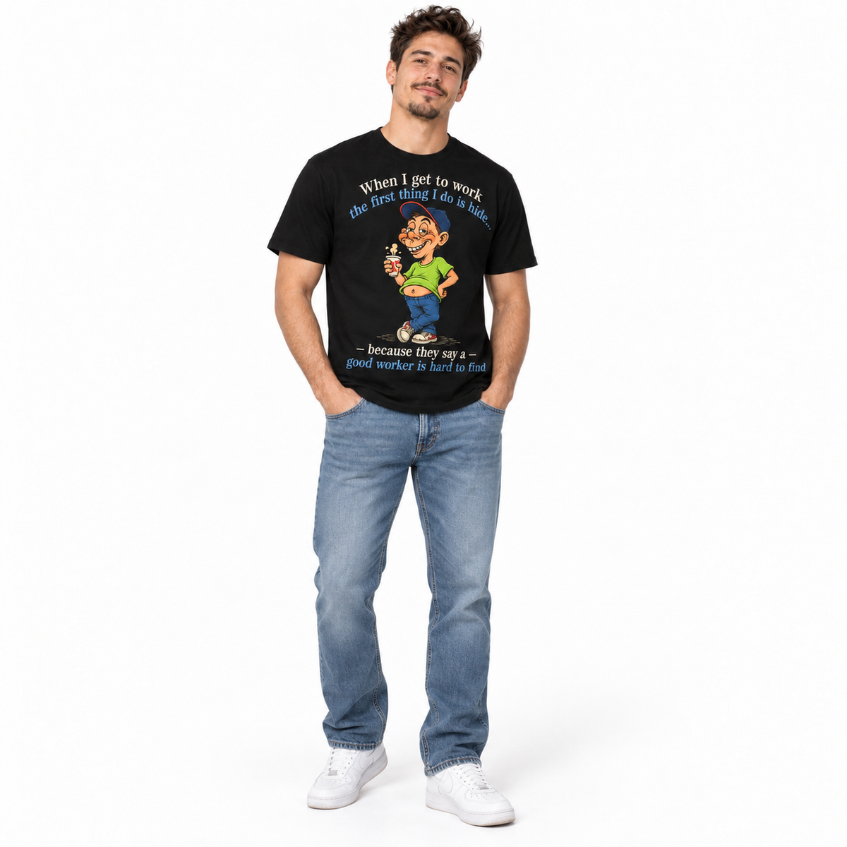 Funny Work Humor Good Worker Hard to Find Graphic Men's T-Shirt