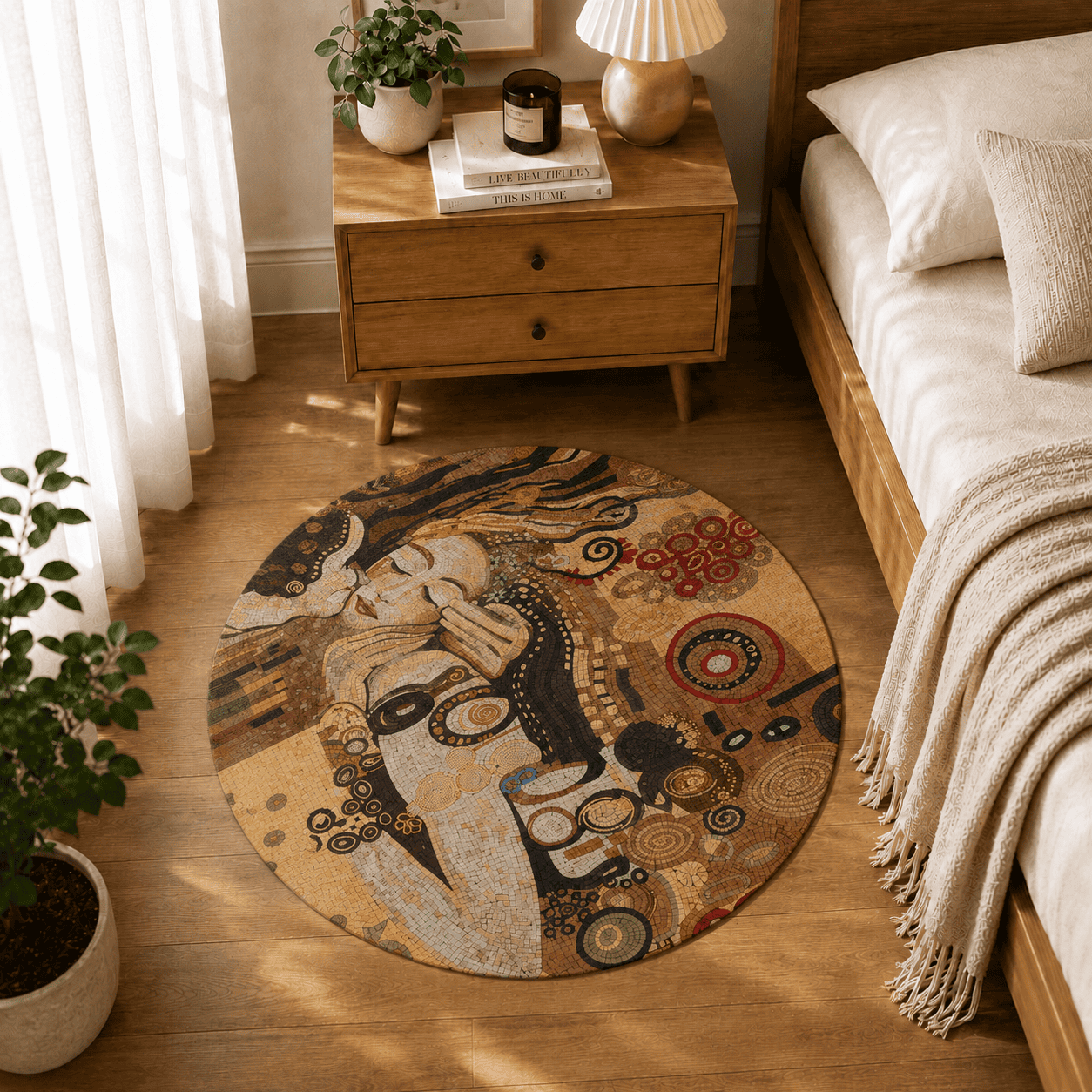 Klimt Inspired Bath Mat Quick Dry Super Absorbent Non Slip Art Nouveau Decor