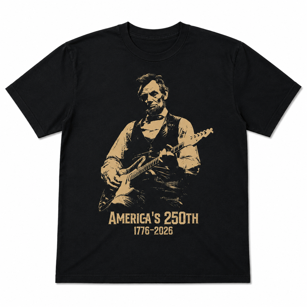 Abraham Lincoln Guitar USA 250th Anniversary Patriotic 4th of July T-Shirt