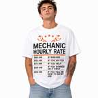 Men's Funny Mechanic Hourly Rate Graphic T-Shirt Vintage Work Tee