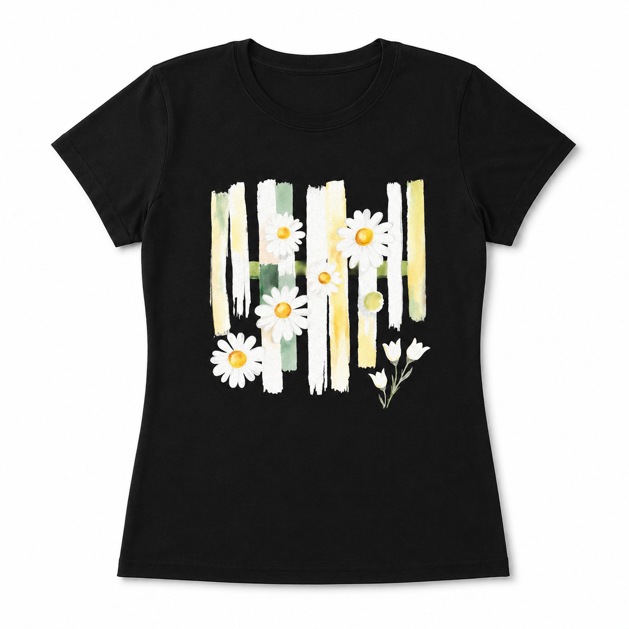 Women Daisy Floral Graphic T-Shirt Summer Flower Casual Crew Neck Tee Top