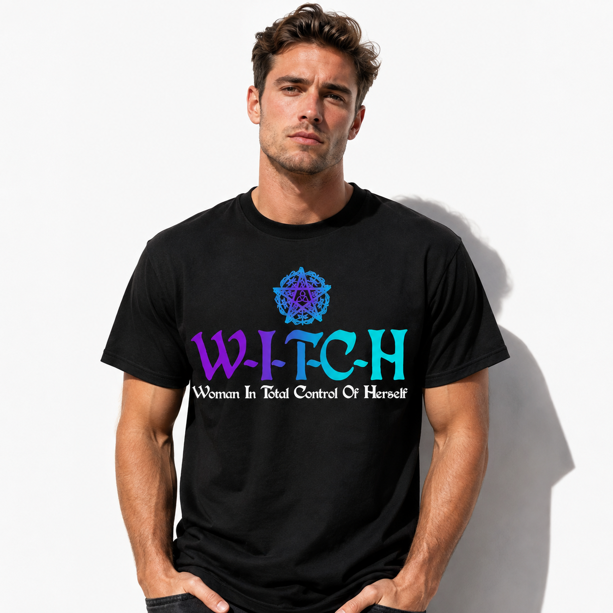 Witch Woman in Total Control of Herself Wiccan Pagan Graphic Men's T-Shirt