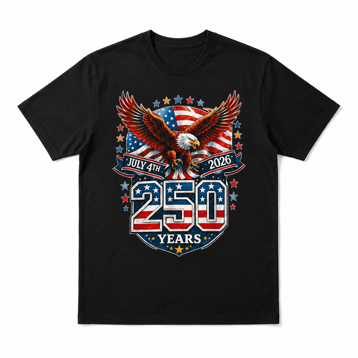 USA 250th Anniversary Flag T-Shirt 1776-2026 Patriotic 4th of July Tee