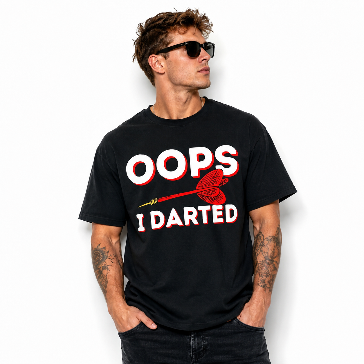 Oops I Darted Funny Darts Player T-Shirt Humor Dart Game Graphic Tee Gift