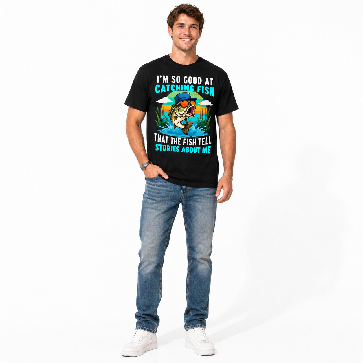 I'm So Good at Catching Fish They Tell Stories Funny Fishing Graphic T Shirt