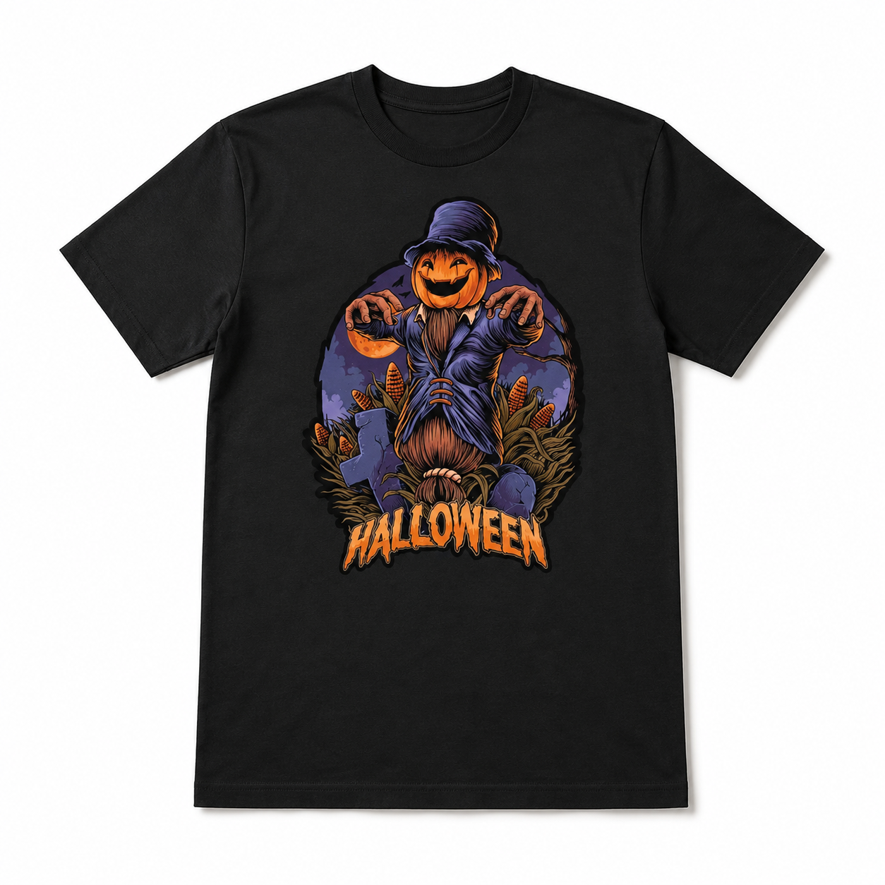 Pumpkin Head Scarecrow Halloween Cornfield Spooky Horror Graphic Men's T-Shirt