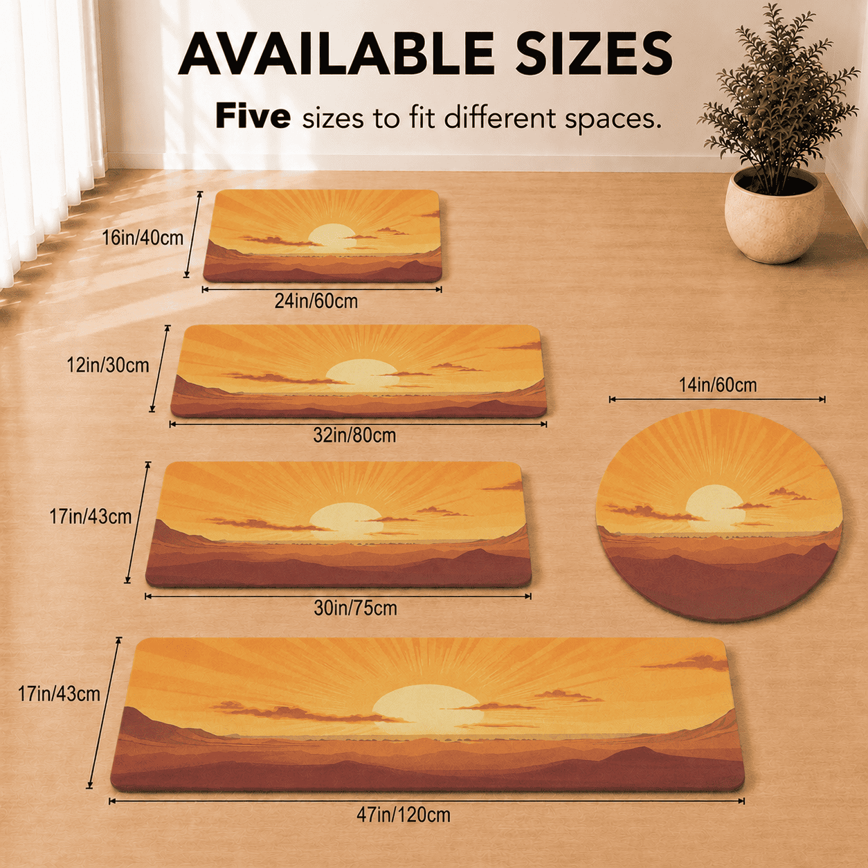 Sunset Desert Landscape Floor Mat Quick Dry Super Absorbent Non Slip Decor