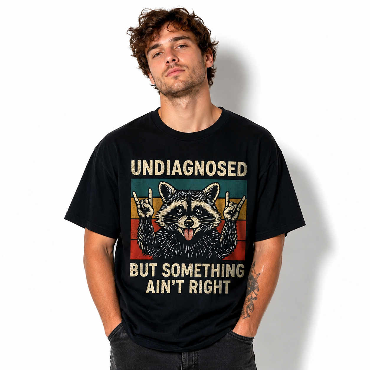 Men'S Funny Raccoon Graphic T-Shirt - "Undiagnosed But Something Ain't Right"