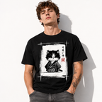 Japanese Samurai Kitten T-Shirt - Cute Neko Graphic Tee - Aesthetic Anime Shirt