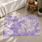 Non-Slip Trippy Livingroom Carpet, Pastel Themed Purple Home Decor, Psychedelic Yoga Mat, Bedroom Rug, Abstract Faces Pattern New Home Gift
