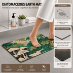 Botanical Mushroom Bath Mat Quick Dry Super Absorbent Non Slip Forest Design