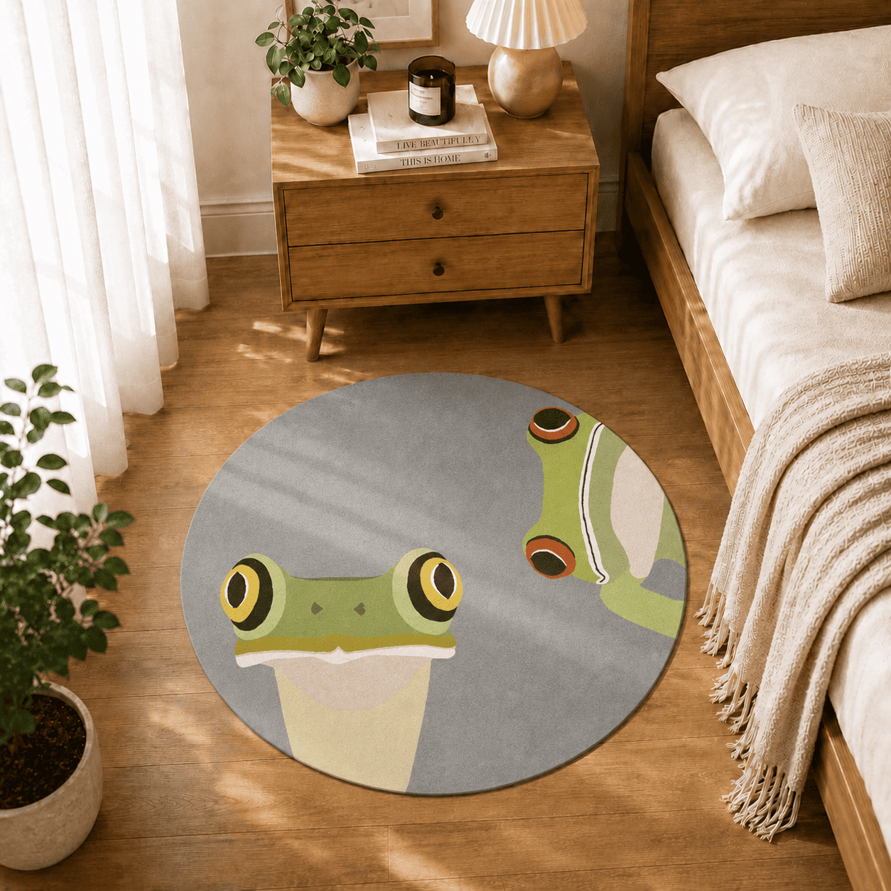 Funny Frogs Door Mat Quick Dry Super Absorbent Non Slip Whimsical Animal Decor