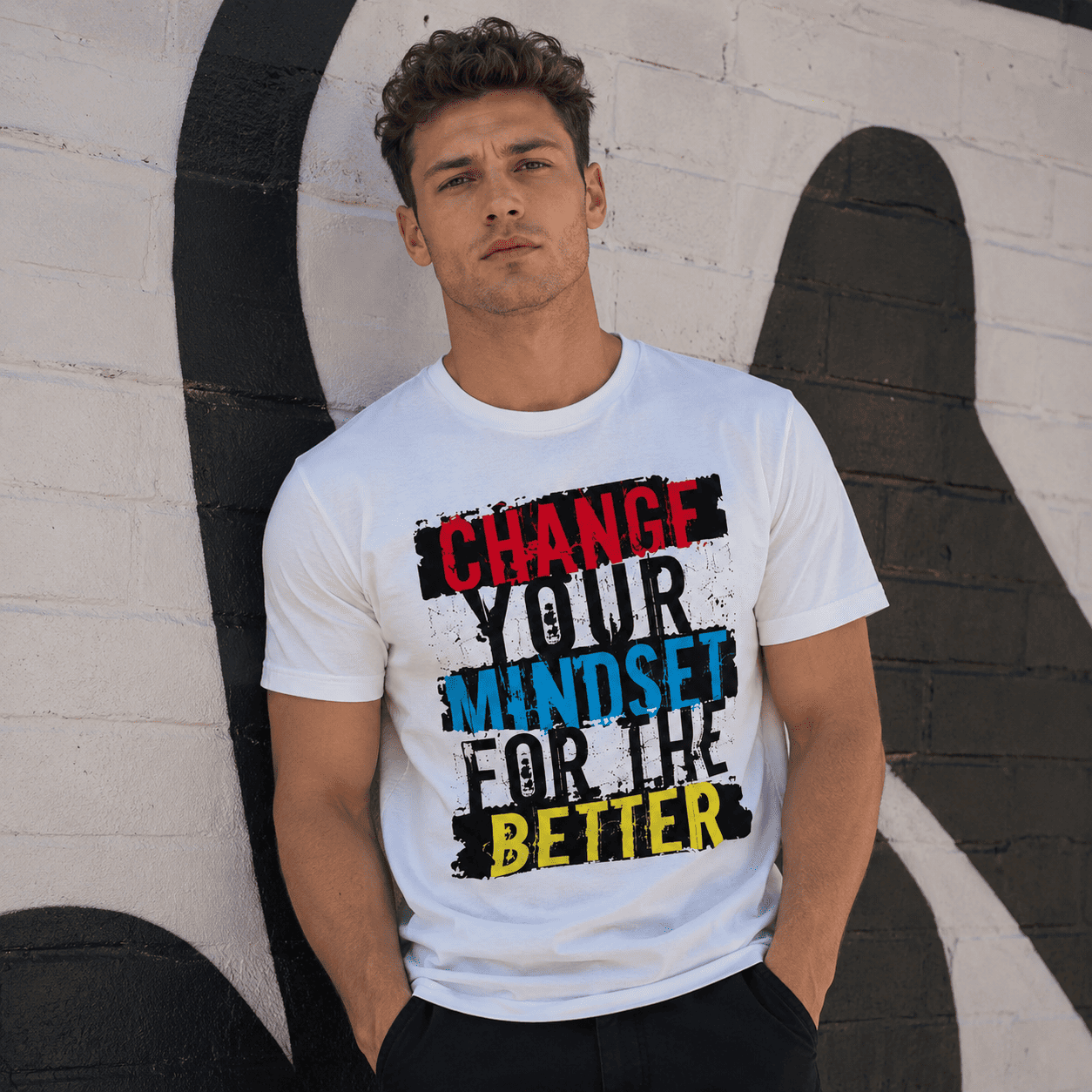 Men's Pure - Cotton White T - shirt: Mindset Revolution: Bold Cotton Tee