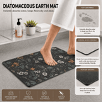 Witchy Botanical Bath Rug Quick Dry Super Absorbent Non Slip Celestial Floral