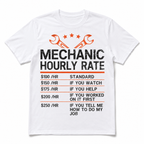 Men's Funny Mechanic Hourly Rate Graphic T-Shirt Vintage Work Tee