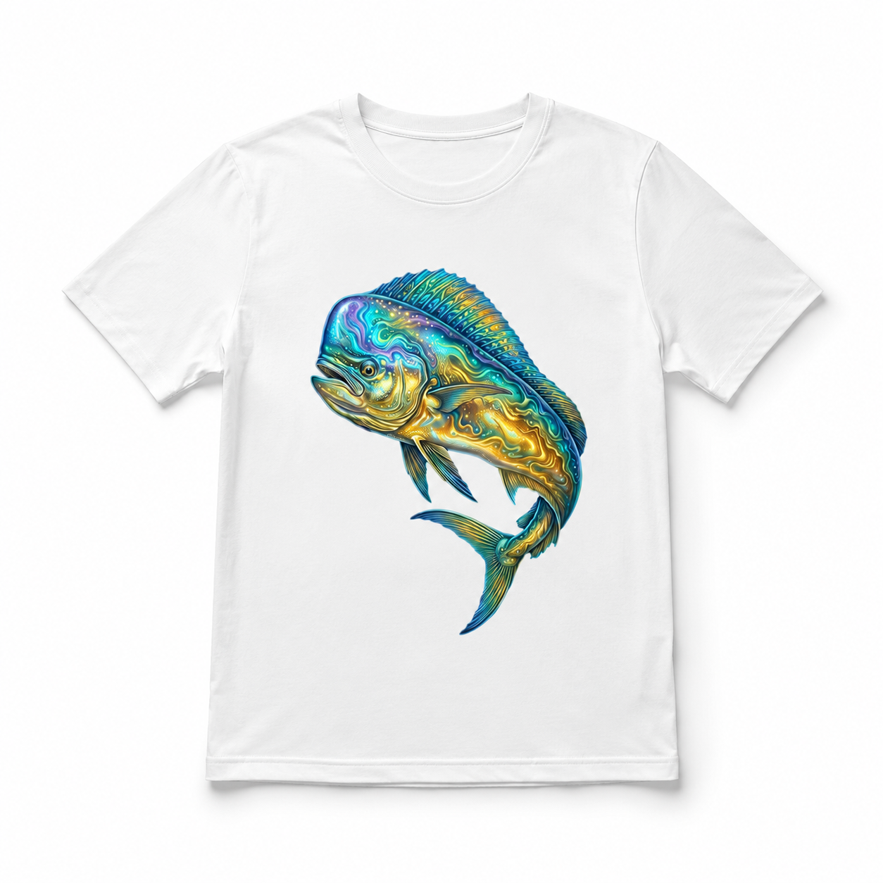 Colorful Mahi Mahi Fish T Shirt Retro Ocean Abstract Graphic Casual Tee Gift