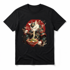 Japanese Ramen Cat Ninja Samurai Graphic T-Shirt Ukiyo-e Anime Tee