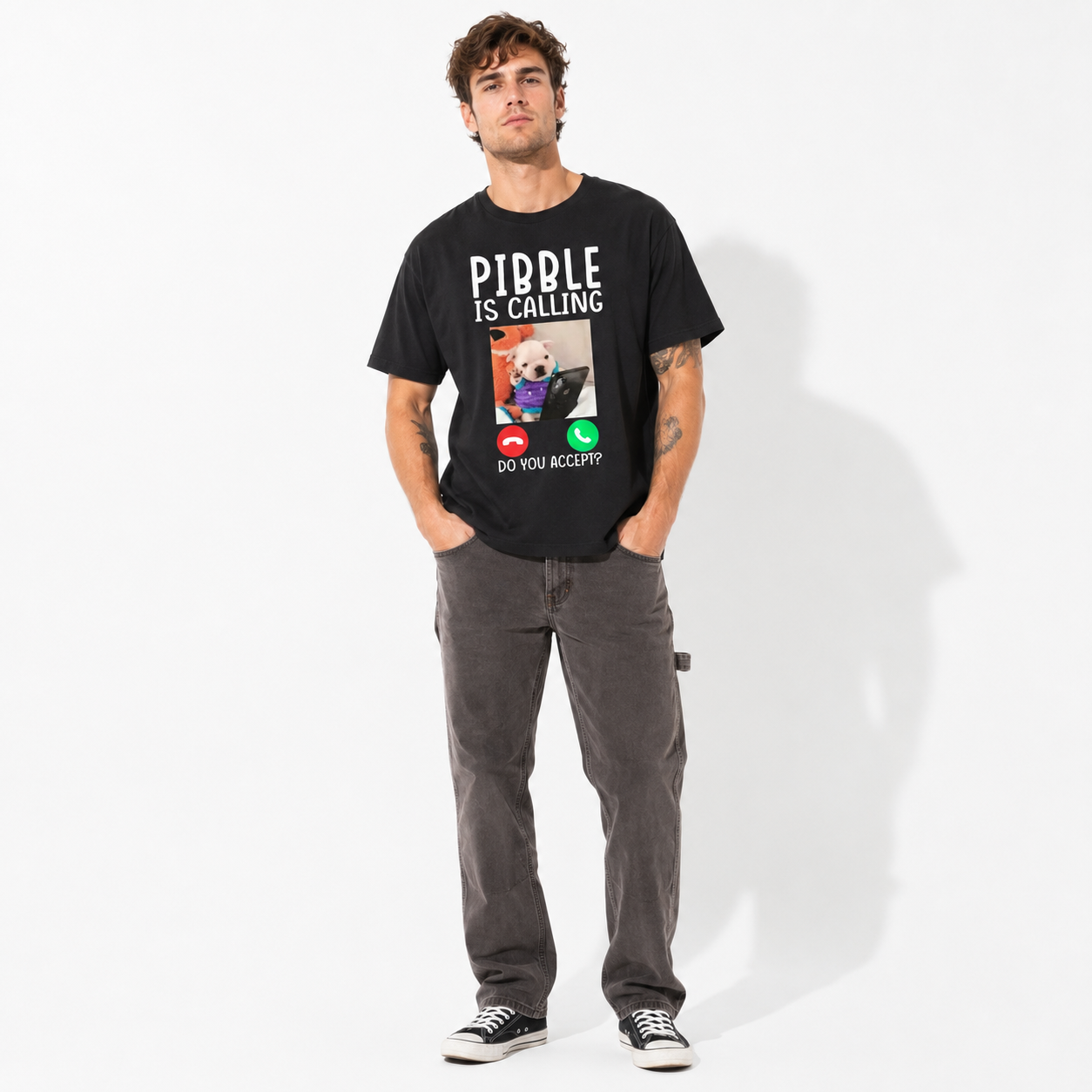 Funny Pibble Is Calling Dog Lover Meme Graphic T-Shirt for Men