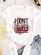 Women's Bold Letter Graphic T-Shirt Casual Crew Neck Short Sleeve Everyday Tee