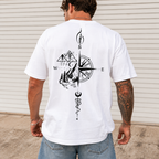 Men's Geometric Hill Print T-Shirt Loose Drop Shoulder Casual Street Tee for Men