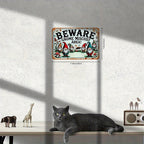 Garden Gnome Humor Tin Sign - Vintage Novelty Yard Warning Metal Poster