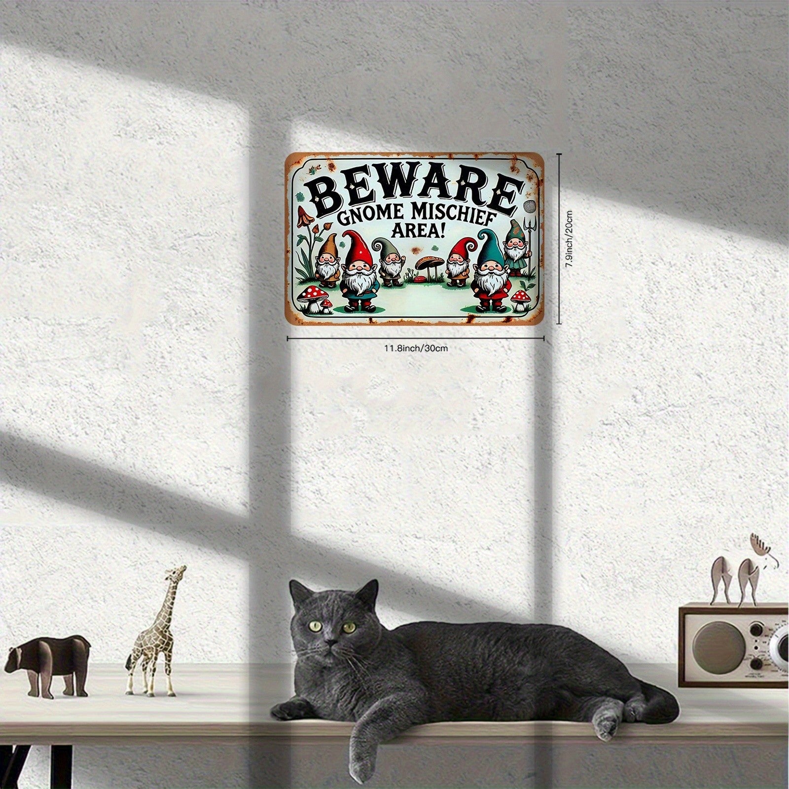 Garden Gnome Humor Tin Sign - Vintage Novelty Yard Warning Metal Poster