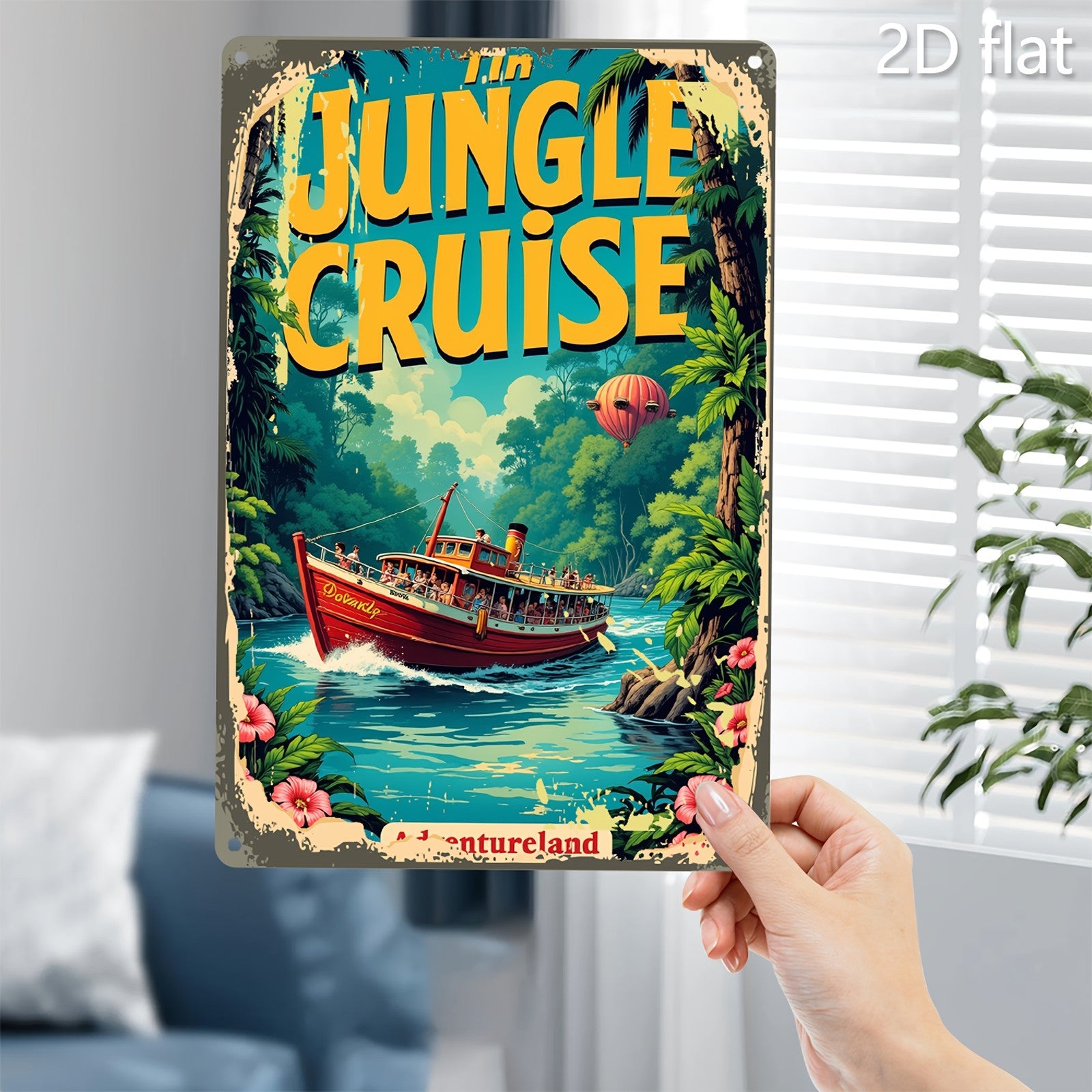 Jungle Adventure Metal Sign - Tropical River Cruise Tin Wall Decor Plaque