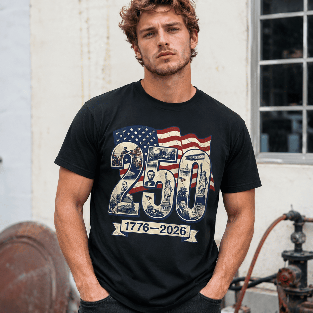 250 Years American Flag USA 250th Anniversary Patriotic 4th of July T-Shirt