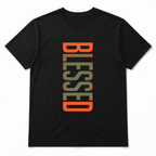 Blessed Shirt Vertical Text Graphic Tee Men Streetwear Casual T-Shirt