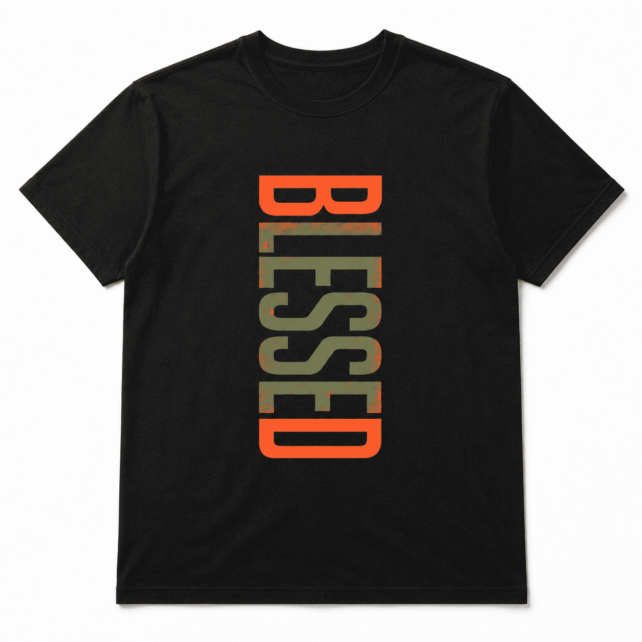 Blessed Shirt Vertical Text Graphic Tee Men Streetwear Casual T-Shirt