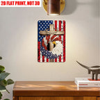 Religious American Tin Sign - Eagle Wreath Cross Metal Poster Wall Art Decor