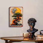 Artistic Bonsai Metal Sign - Zen Japanese Garden Wall Decor Tin Poster
