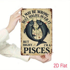 Pisces Zodiac Tin Sign - Funny Horoscope Metal Poster Wall Art Decor