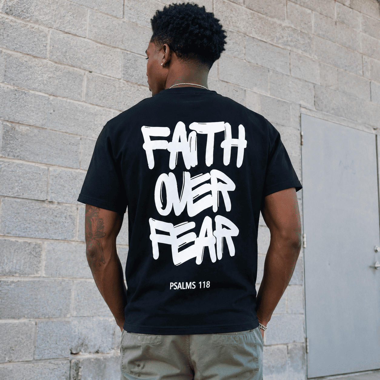Faith Over Fear Psalms 118 Graphic T-Shirt Christian Inspirational Tee