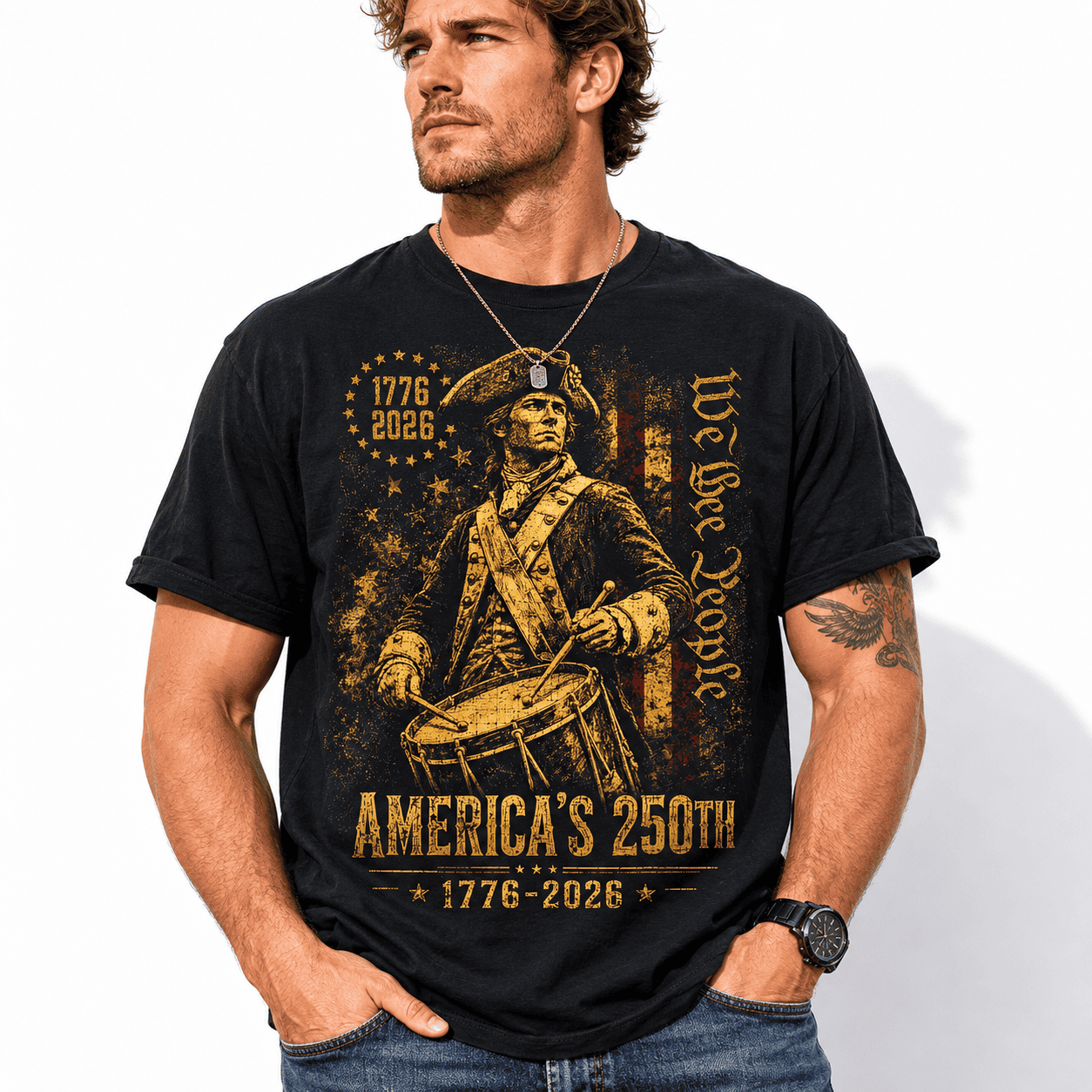 America's 250th Anniversary Revolutionary Soldiers Patriotic USA T-Shirt