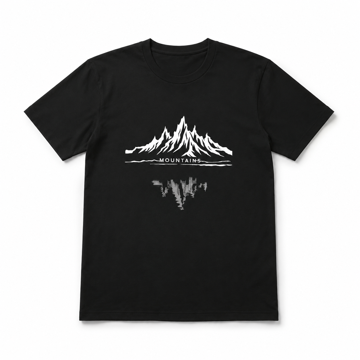Minimalist Mountain Reflection Graphic T-Shirt Outdoor Nature Scenic Tee