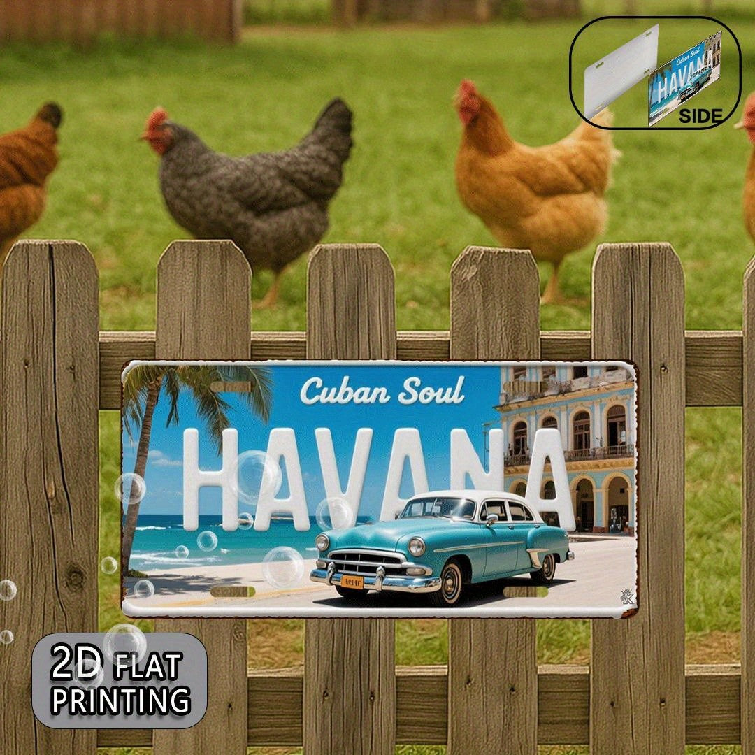 Havana Cuba Retro Metal License Plate Sign Classic Car Wall Decor 6x12