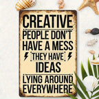 Creative People Ideas Metal Tin Sign Funny Art Studio Decor Messy Room Wall Art