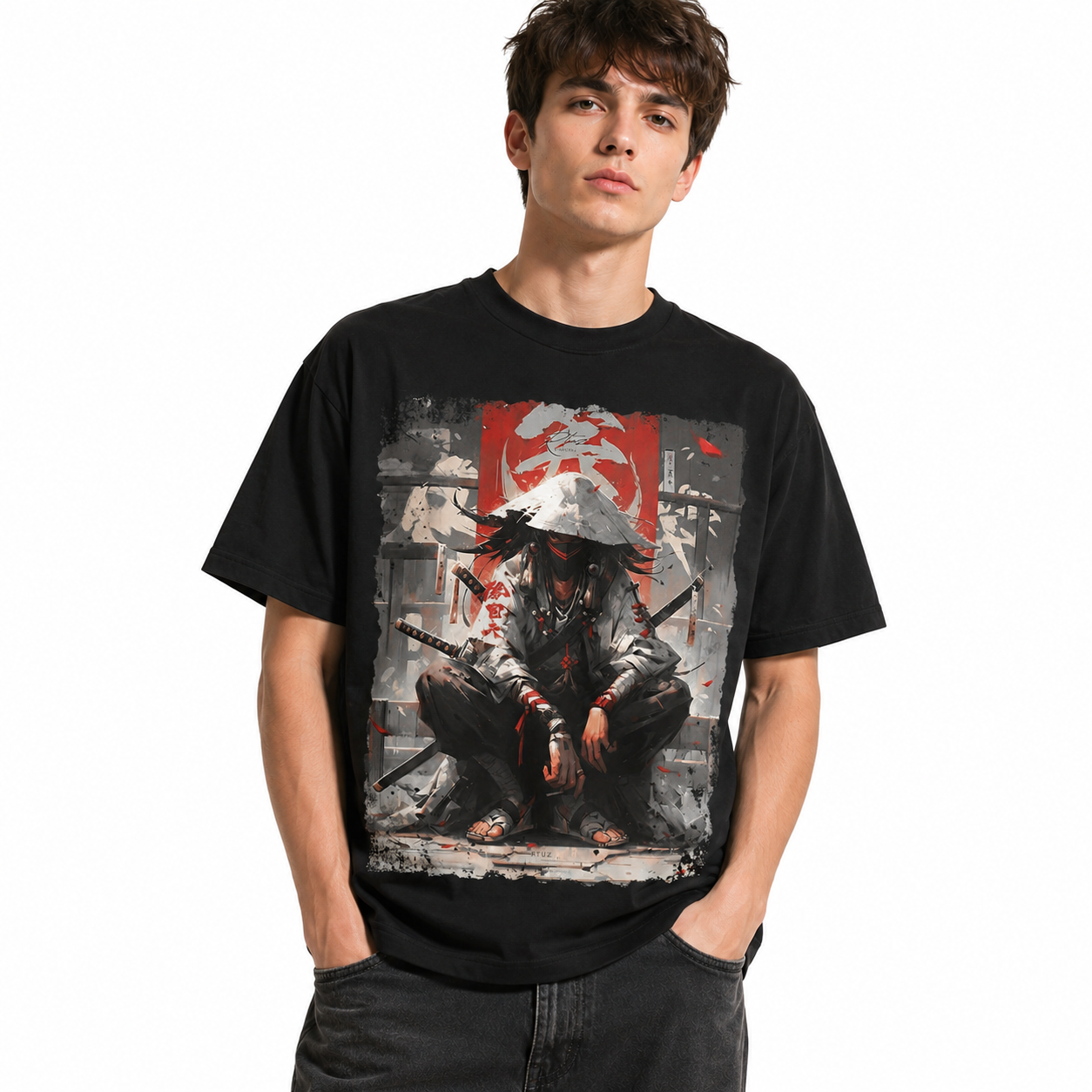 Samurai Katana Ninja Anime Graphic T-Shirt Japanese Streetwear Style Tee