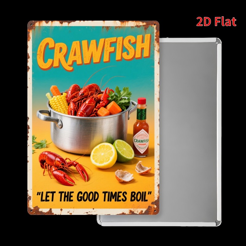 Cajun Seafood Tin Sign - Crawfish Boil Kitchen Metal Poster Wall Art