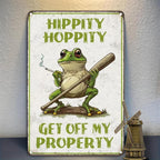Hippity Hoppity Get Off My Property Tin Sign Funny Frog Meme Metal Wall Decor