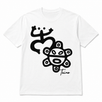 Abstract Tribal Symbol Graphic T-Shirt – Bold Black Print on White Tee