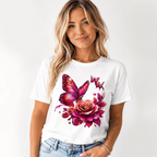Women Creative Floral Graphic T-Shirt Elegant Flower Casual Crew Neck Tee Top