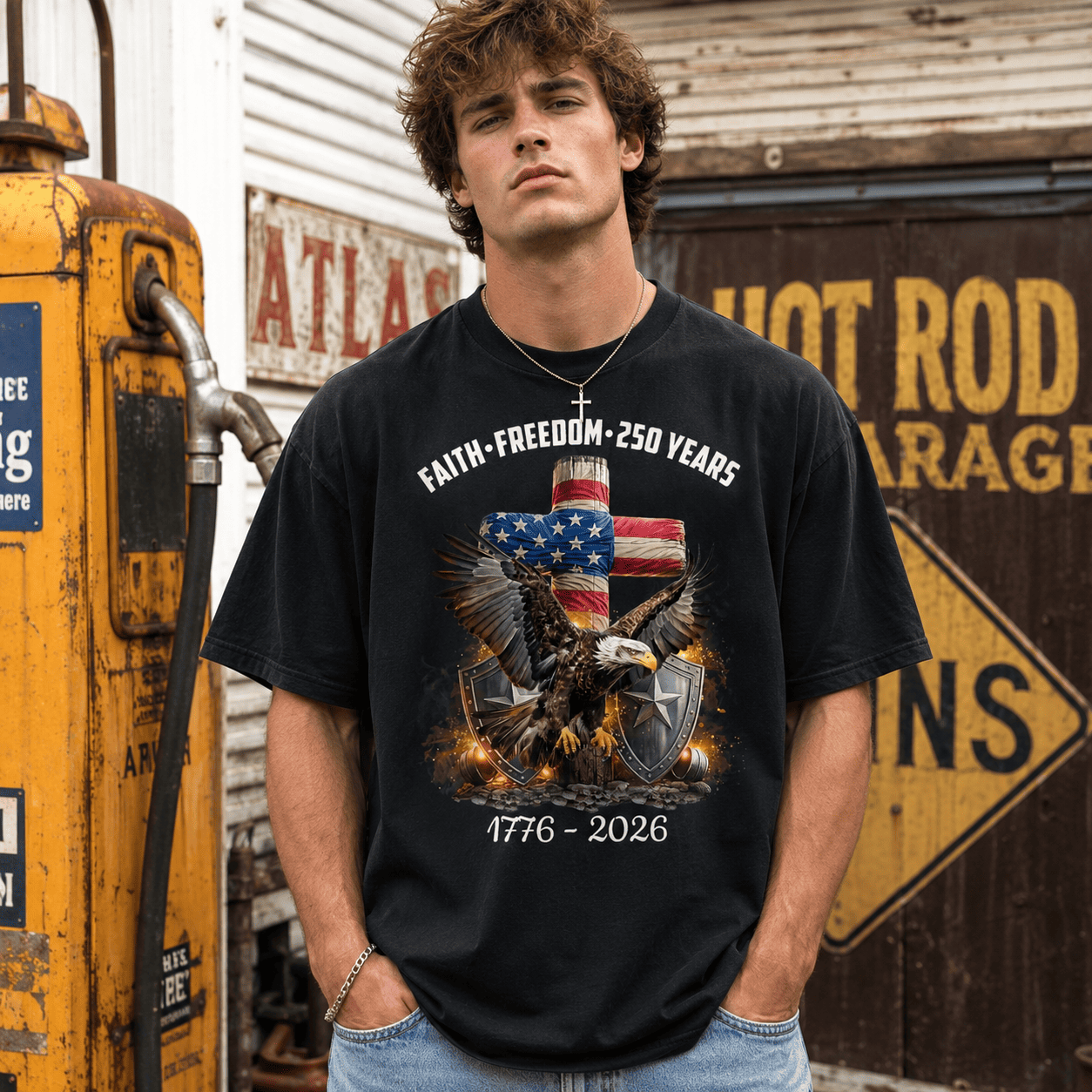 250 Years of America 1776-2026 USA Flag Patriotic Anniversary Men's T-Shirt